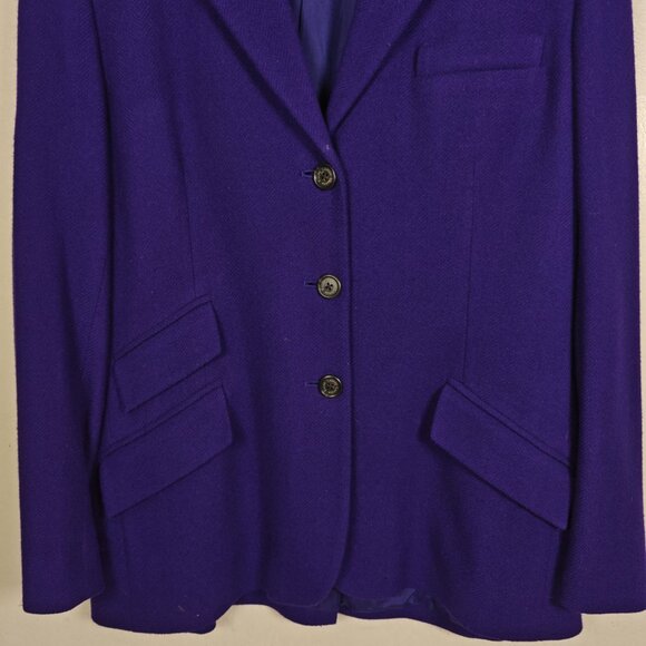 Vintage Lauren Ralph Lauren Wool Purple Blazer Jacket Size 16 Notched Lapel - Picture 5 of 10
